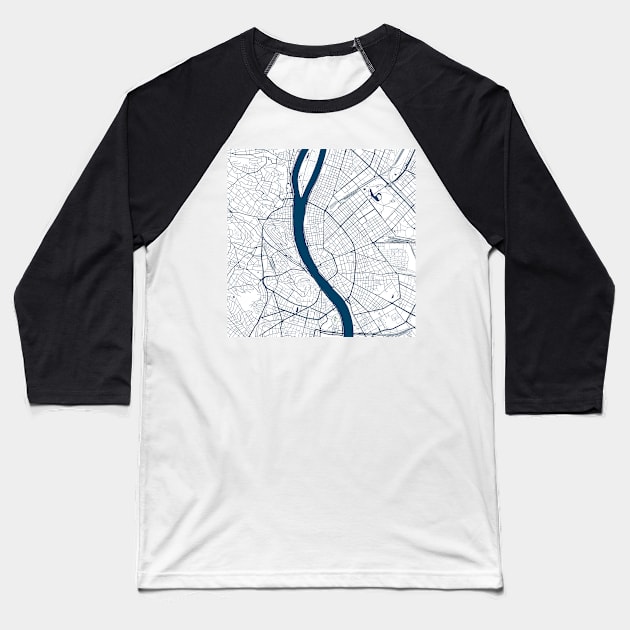 Kopie von Kopie von Kopie von Lisbon map city map poster - modern gift with city map in dark blue Baseball T-Shirt by 44spaces